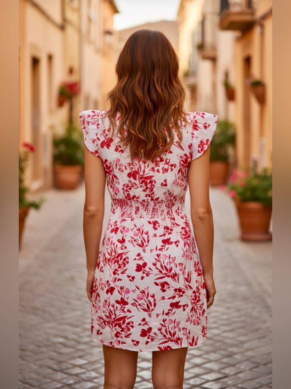 Banana Republic Linen Blend Floral Spring Pink Coral Dress Size 8 - Picture 4 of 17